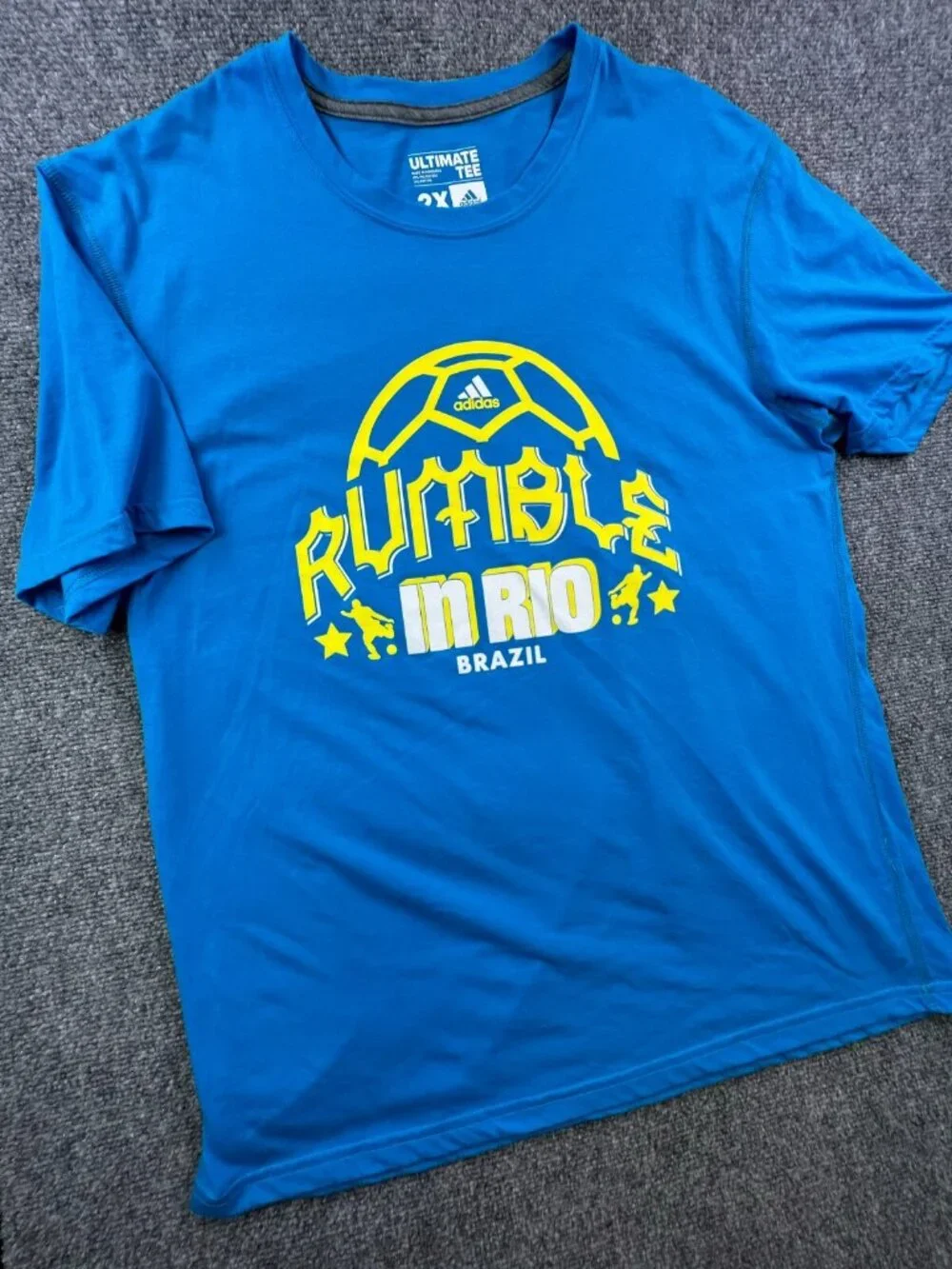 Adidas Short Sleeve Blue T Shirt Men’s Rumble In Rio Brazil Soccer Futball 2X